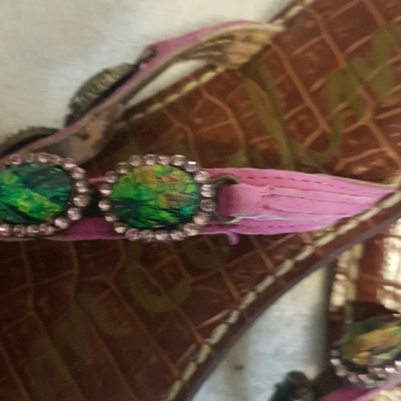 Sam Edelman  jewel embellished leather flip flops - Picture 9 of 12